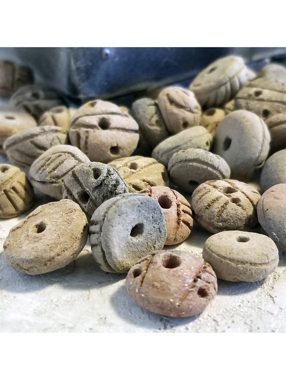 Vintage South American Tribal Terra Cotta Clay Beads Rondelle Assortment 10 pcs